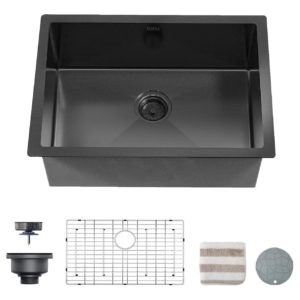 TORVA 30-inch Undermount Sink Black – 16 Gauge Stainless Steel – Single Bowl