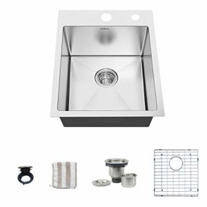 TORVA 18-inch Drop-in Topmount Sink – 16 Gauge Stainless Steel – Single Bowl
