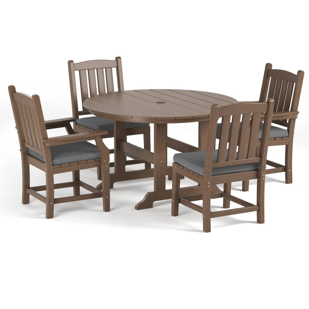 Torva-5-Piece-Round-Dining-Table-Set-(2 x Arm Chair-2 x Side Chair)-Brown