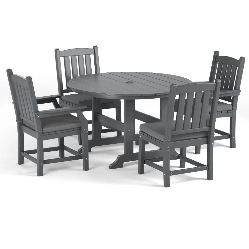 Torva-5-Piece-Round-Dining-Table-Set-(2 x Arm Chair-2 x Side Chair)-Grey