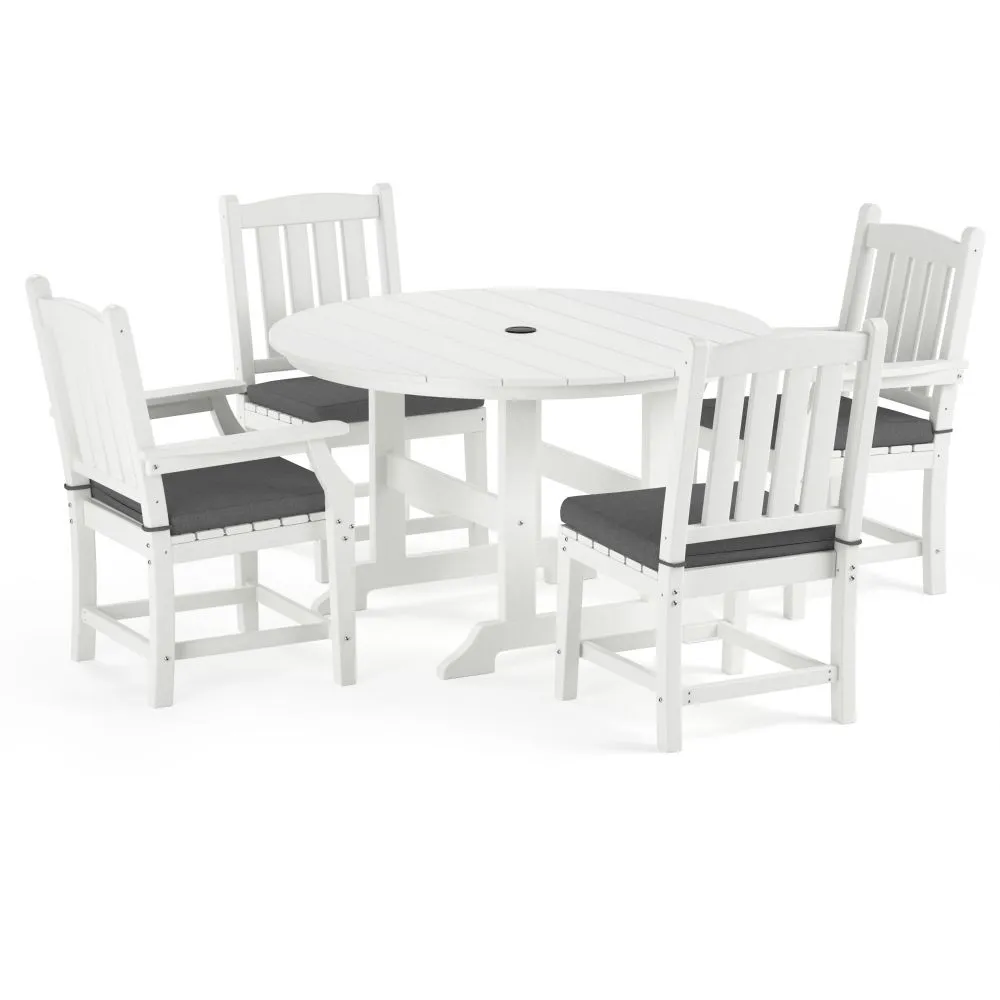 Torva-5-Piece-Round-Dining-Table-Set-(2 x Arm Chair-2 x Side Chair)-White