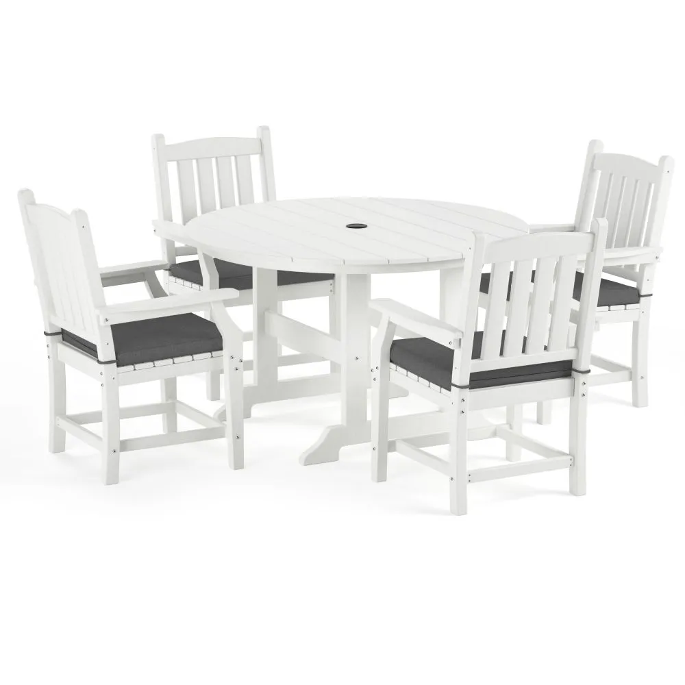 Torva-5-Piece-Round-Dining-Table-Set-(4 x Arm Chair)-White