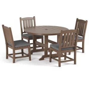Torva-5-Piece-Round-Dining-Table-Set-(4 x Side Chair)-Brown