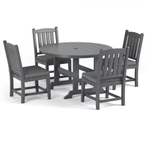 Torva-5-Piece-Round-Dining-Table-Set-(4 x Side Chair)-Grey