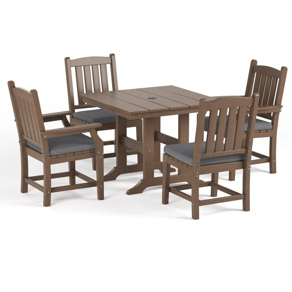 Torva-5-Piece-Square-Dining-Table-Set-(2 x Arm Chair-2 x Side Chair)-Brown
