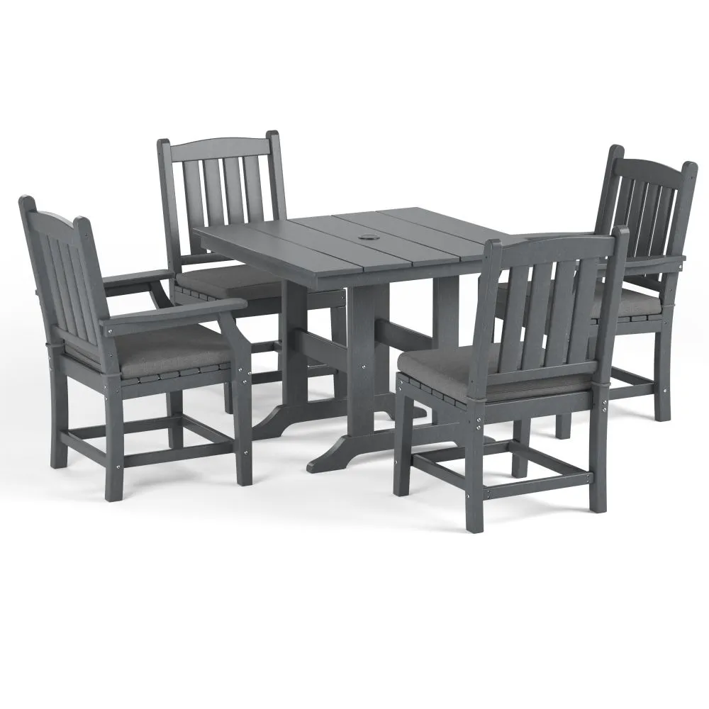 Torva-5-Piece-Square-Dining-Table-Set-(2 x Arm Chair-2 x Side Chair)-Grey