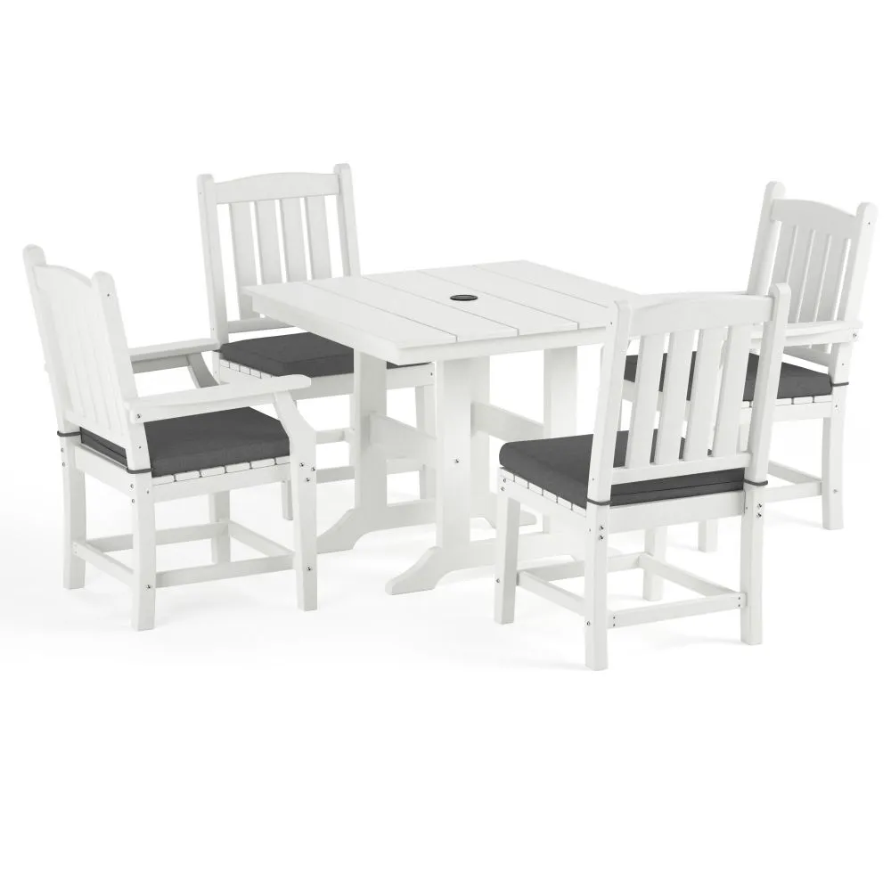Torva-5-Piece-Square-Dining-Table-Set-(2 x Arm Chair-2 x Side Chair)-White