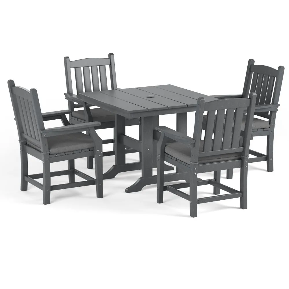 Torva-5-Piece-Square-Dining-Table-Set-(4 x Arm Chair)-Grey