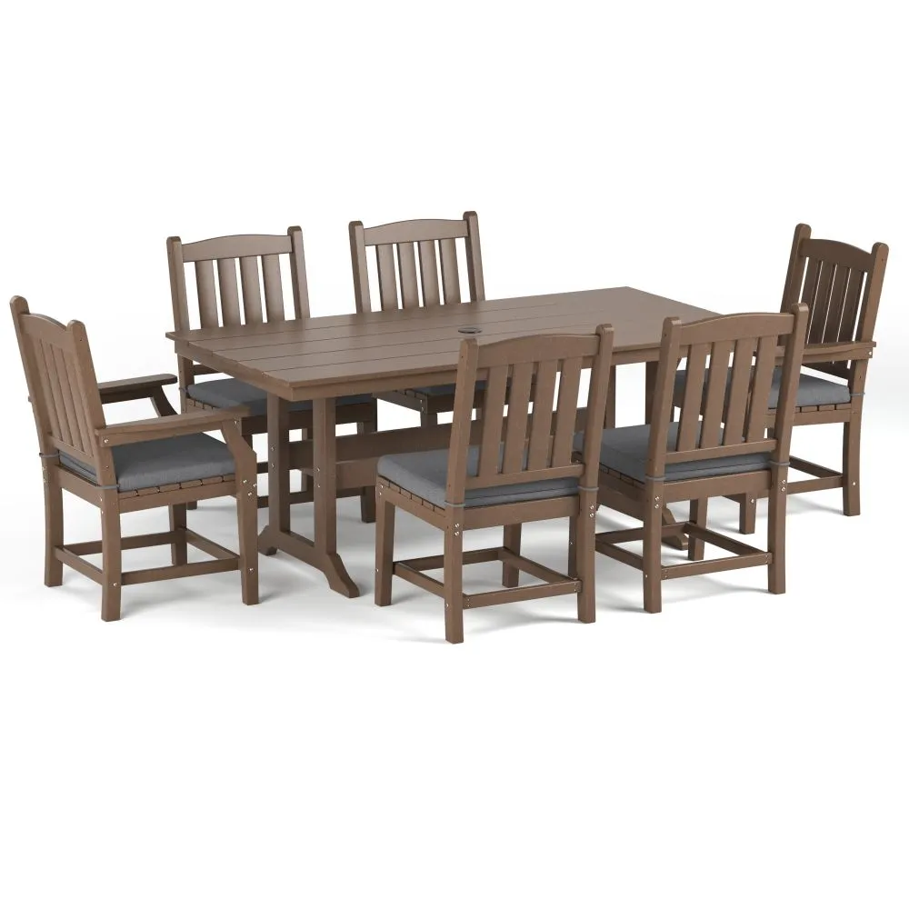 Torva-7-Piece-Rectangle-Dining-Table-Set-(2 x Arm Chair-4 x Side Chair)-Brown