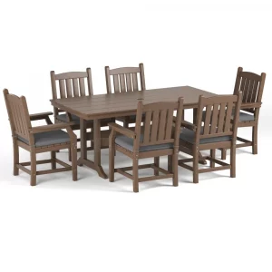 Torva-7-Piece-Rectangle-Dining-Table-Set-(6 x Arm Chair)-Brown