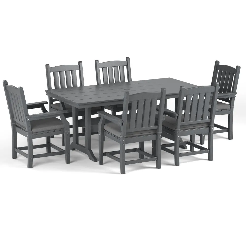 Torva-7-Piece-Rectangle-Dining-Table-Set-(6 x Arm Chair)-Grey