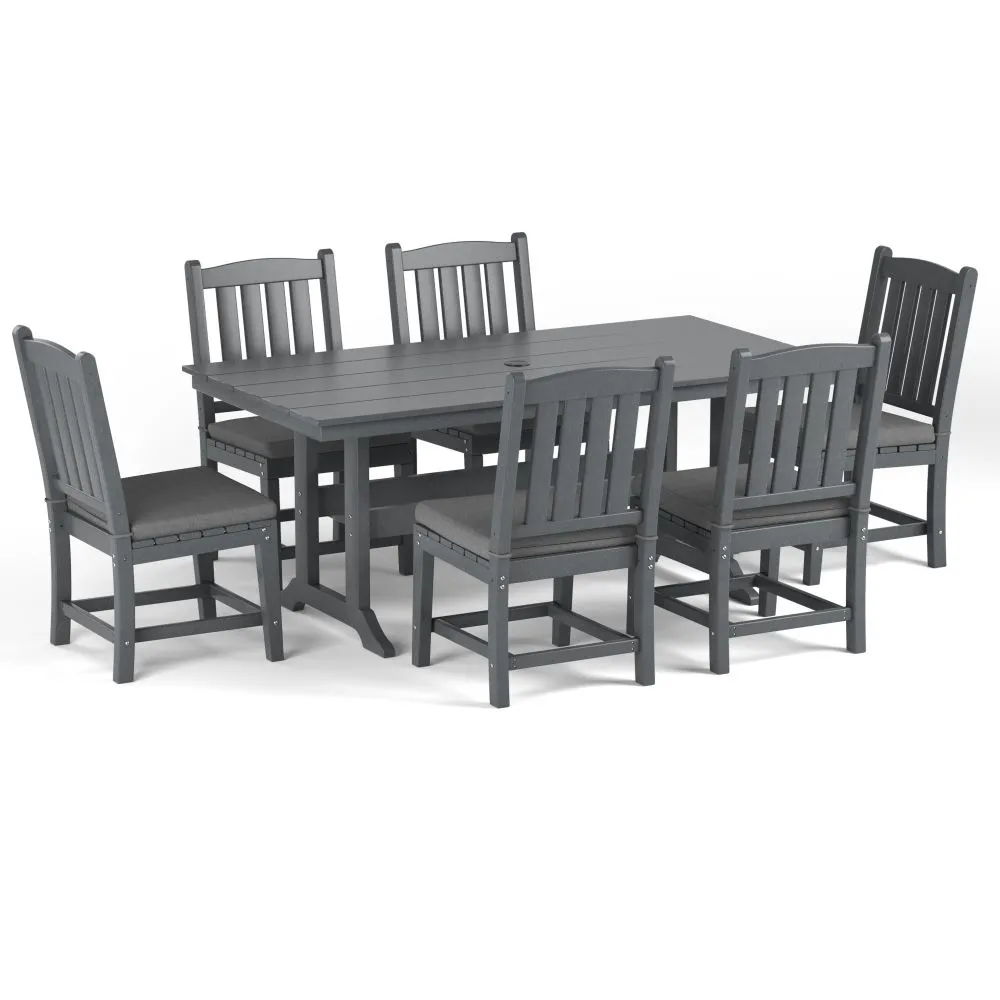 Torva-7-Piece-Rectangle-Dining-Table-Set-(6 x Side Chair)-Grey