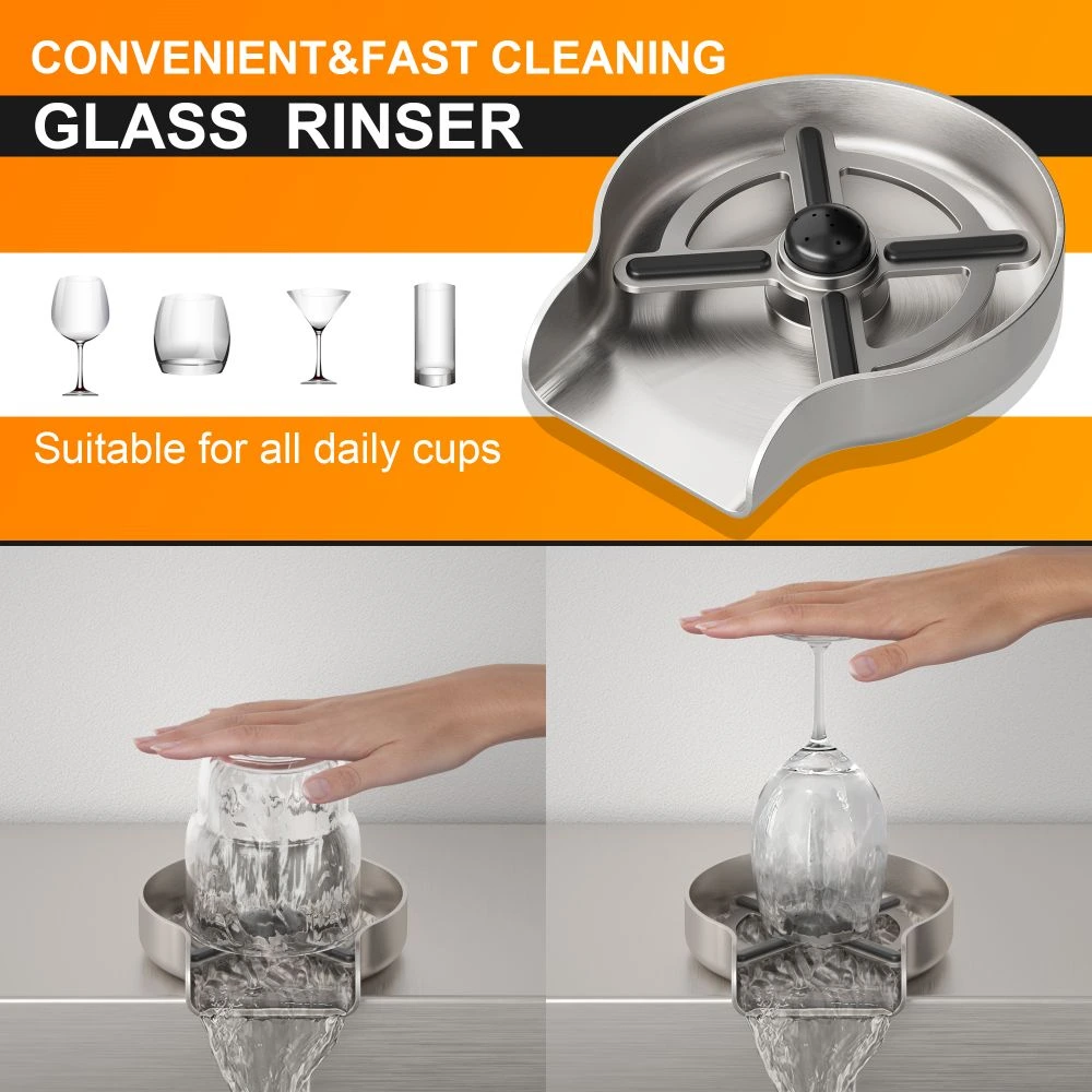 rammelaar Kind Geest TORVA Glass Rinser for Kitchen Sink, Stainless Steel Cup