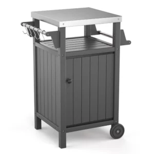 TORVA Patio Bar Cart Prep & Cooking Table with Stainless Steel Top for Pizza Oven